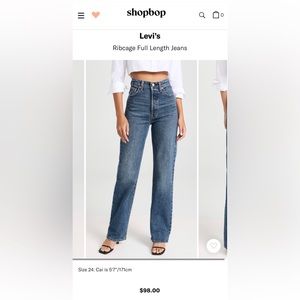 Levi’s Ribcage straight leg full length jeans, size 26